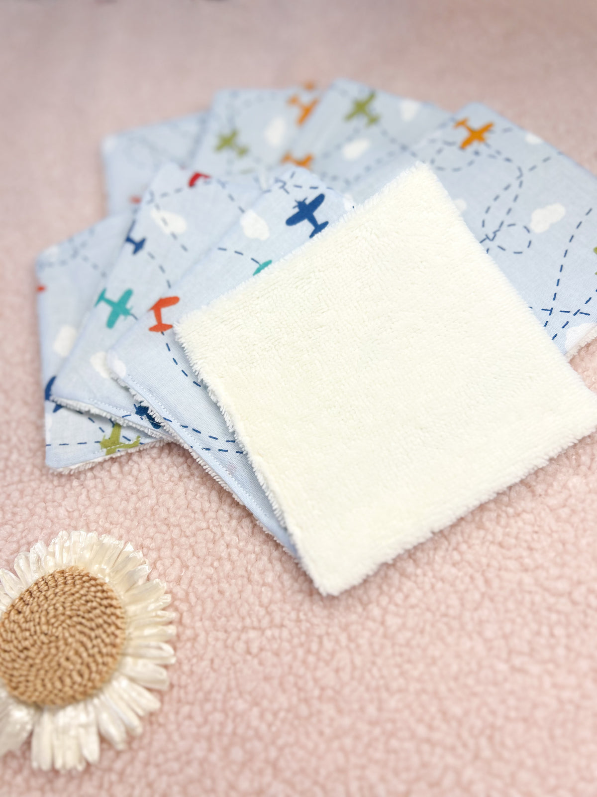 Lingettes lavables avions - lot de 8 lingettes