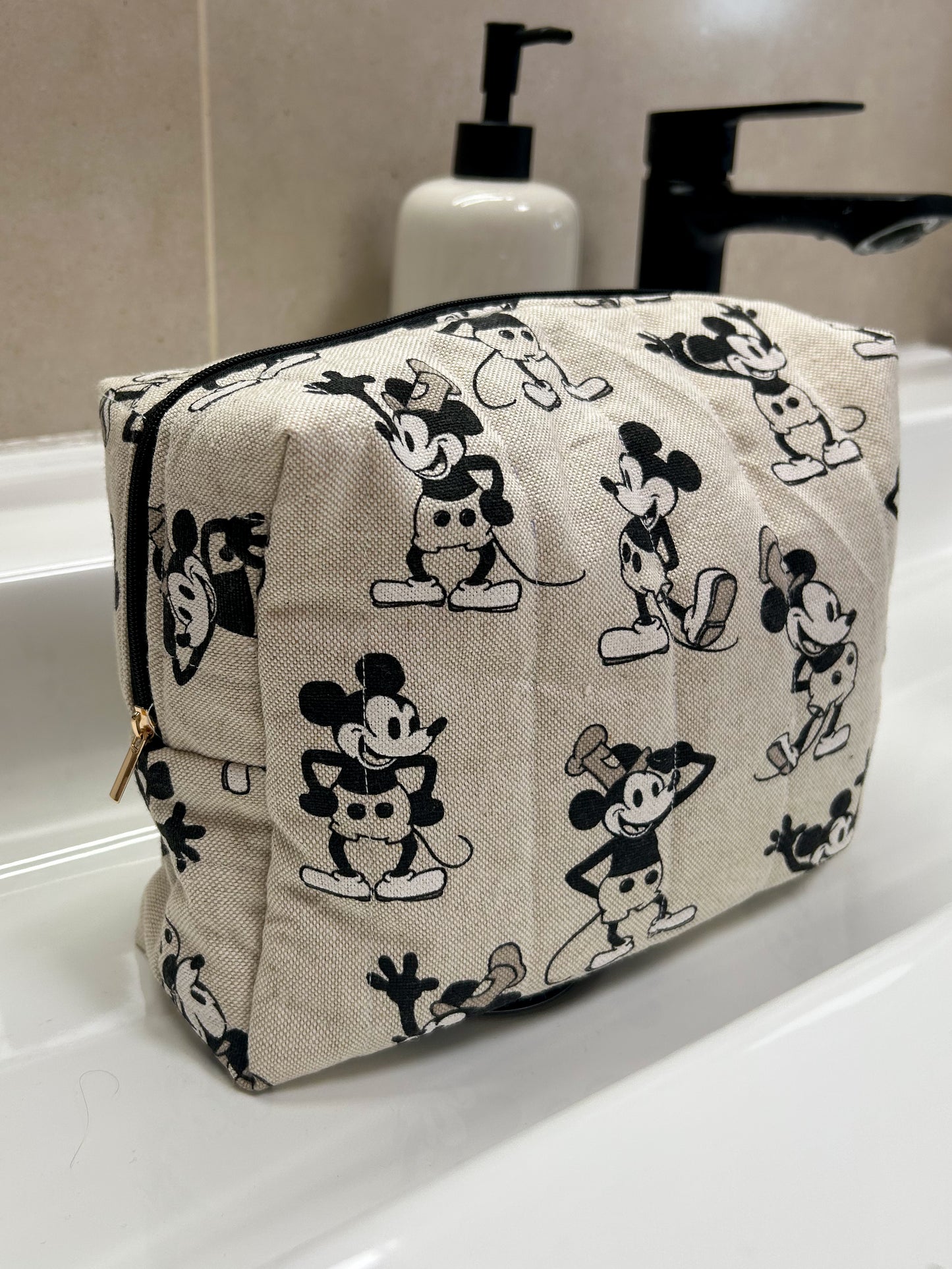 Trousse de toilette XXL matelassée - old Mickey