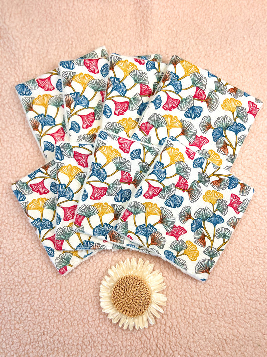 Lingettes lavables fleurs multicolores - lot de 8 lingettes