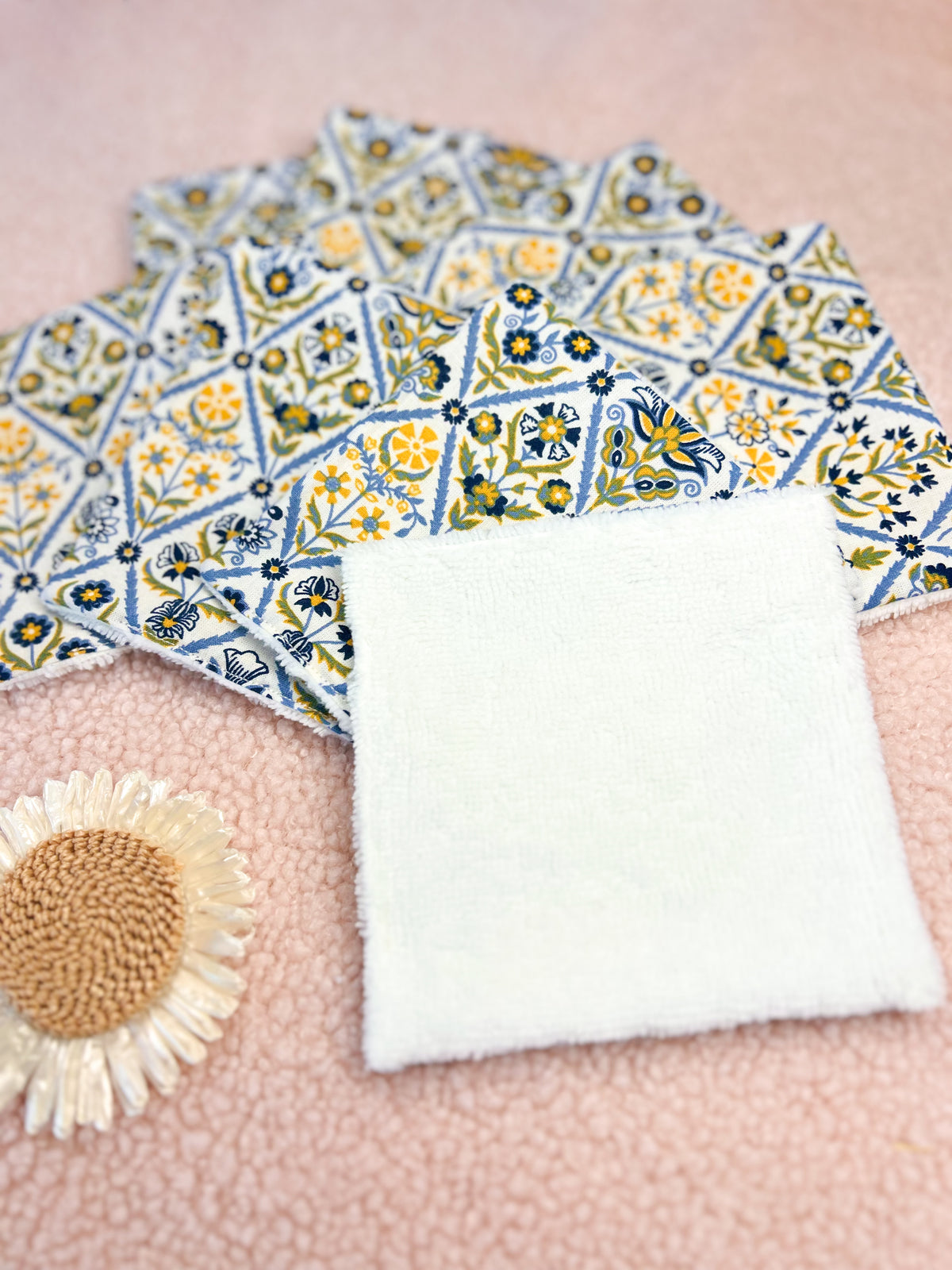 Lingettes lavables motif porcelaine - lot de 8 lingettes