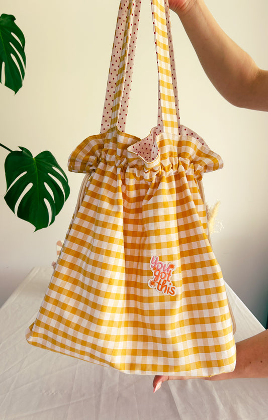 Sac XXL entièrement réversible - Vichy et rétro 🍒