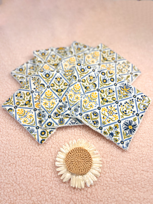 Lingettes lavables motif porcelaine - lot de 8 lingettes