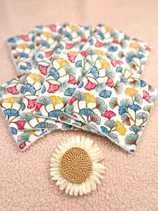 Lingettes lavables fleurs multicolores - lot de 8 lingettes
