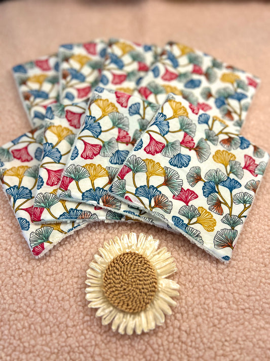 Lingettes lavables fleurs multicolores - lot de 8 lingettes