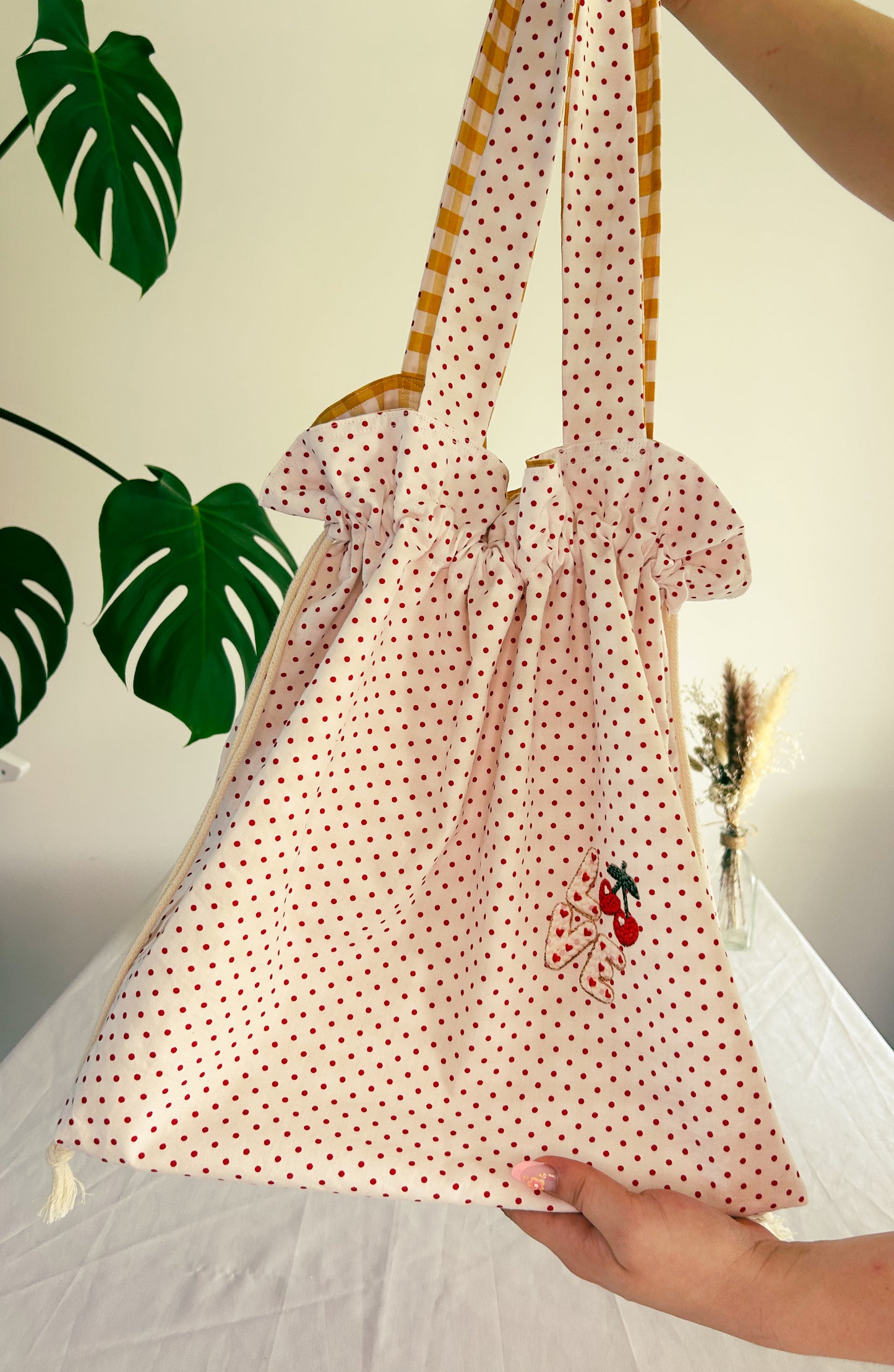 Sac XXL entièrement réversible - Vichy et rétro 🍒