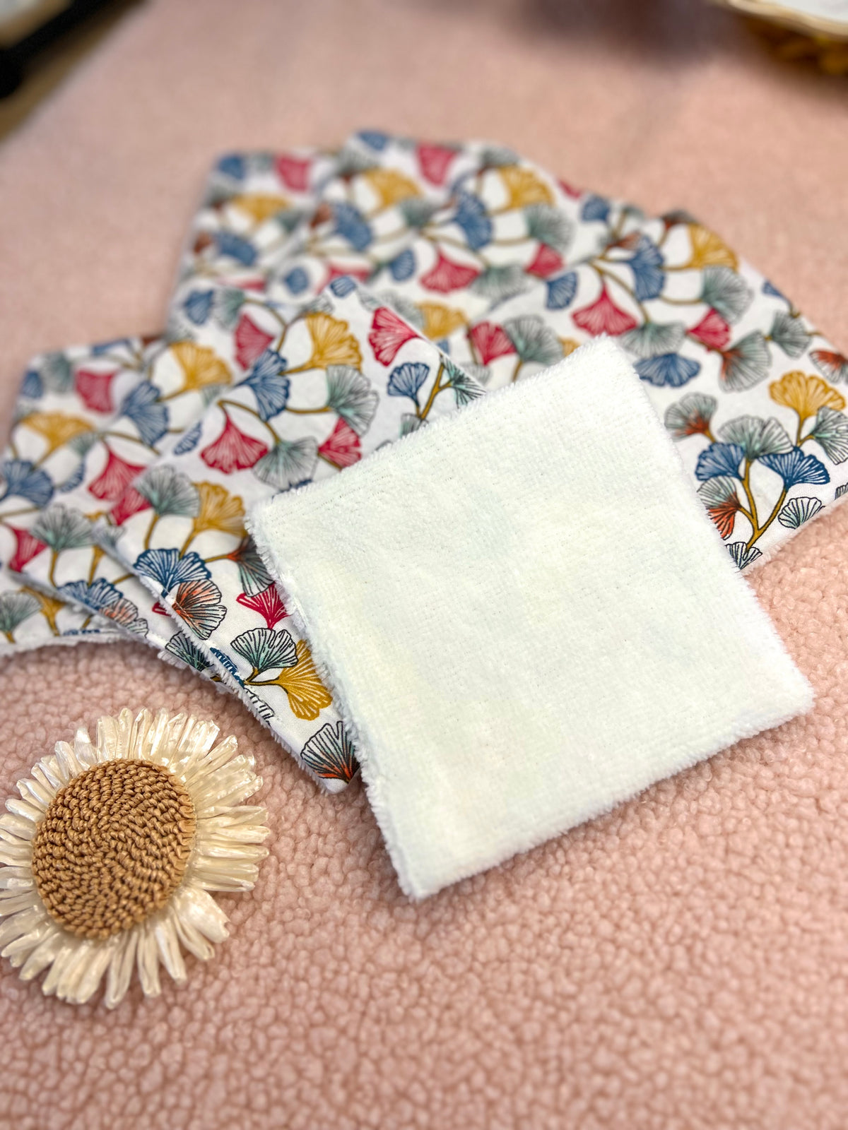 Lingettes lavables fleurs multicolores - lot de 8 lingettes