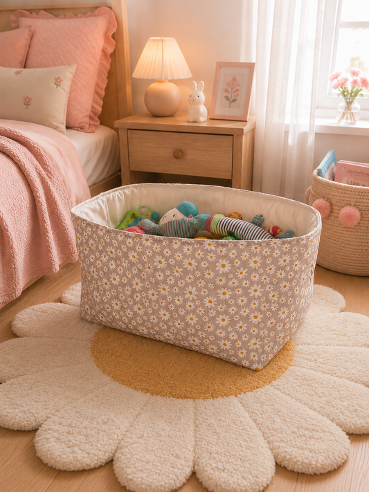 Panière de rangement XXL en tissu – Fleurs